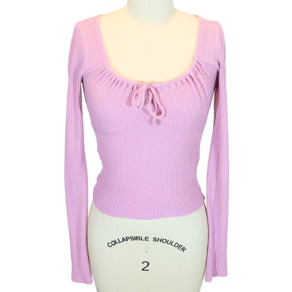 HOLLISTER Y2K Ribbed Babydoll Cropped Knit Top Size S Coquette Milkmaid Fairy - Picture 1 of 6